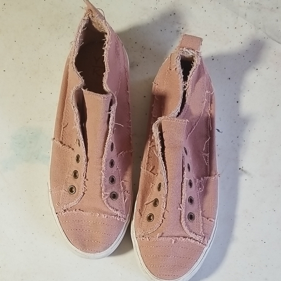 Shoes - Pink Canvas Slip-On Sneakers
